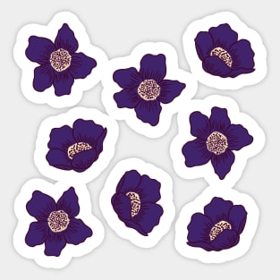 Purple Anemone Flowers Sticker